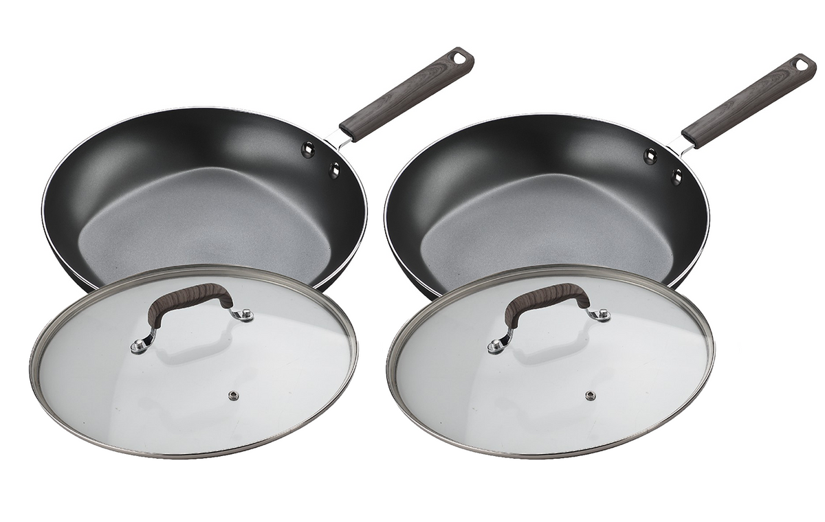 12 Inch Classic Non-stick Fry Pan with LIDS (2 PACK) – Not a Square Pan